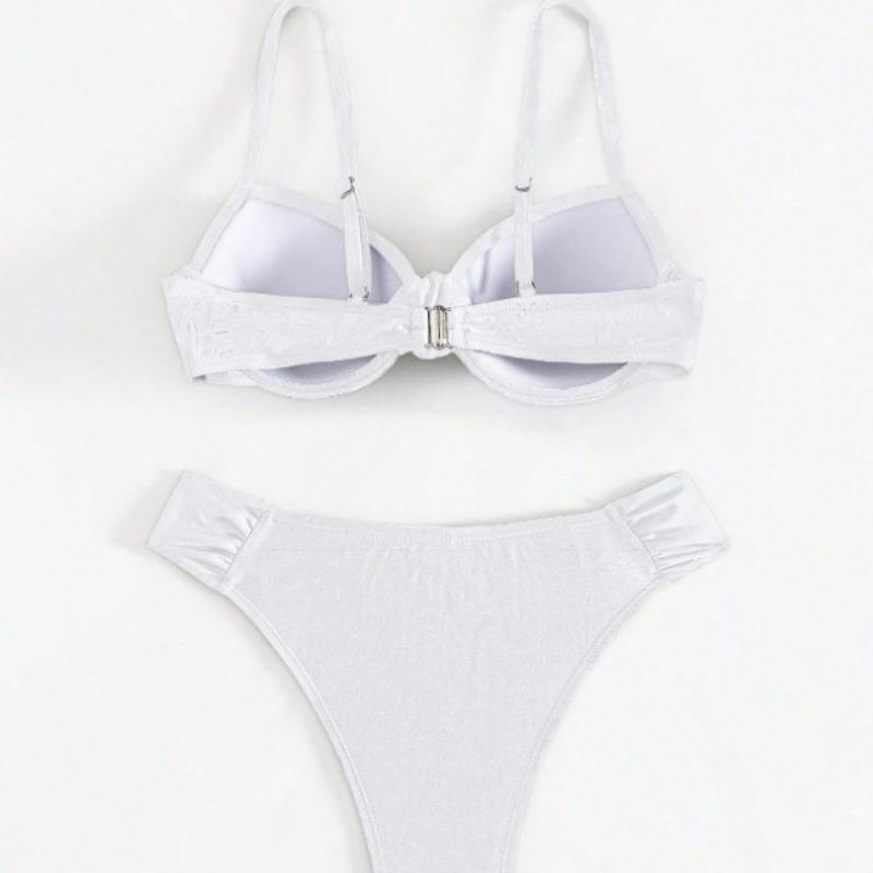 2026 Sexy Bikini Export Women's Separate Swimsuit Steel Support Pure Color Women's Dress