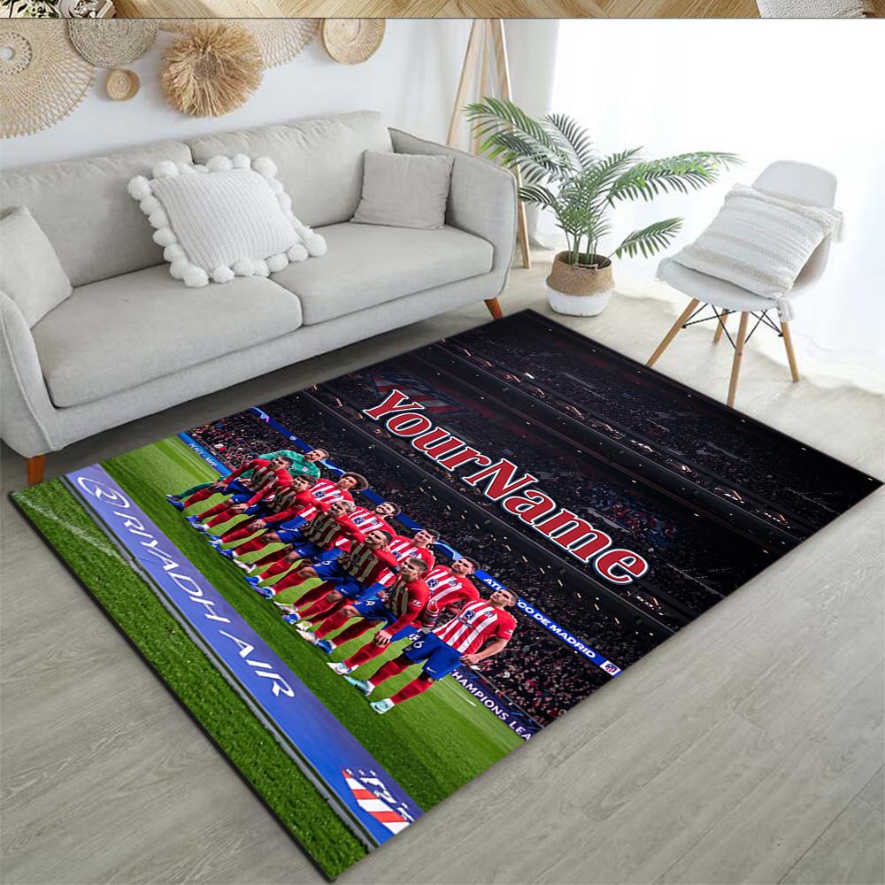 Atletico Madrid Customize Your Name Area Rug Perfect for Outdoor Study room Bedrooms Entryway Anti-slip Rug Anime Office Decor Best for Christmas