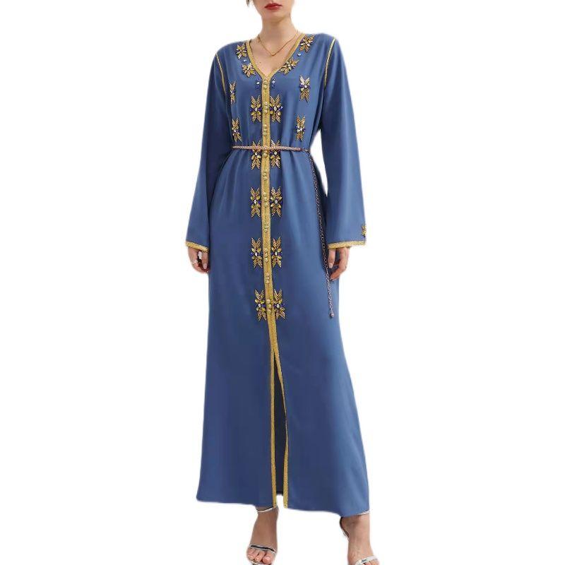 2021 New Hand-stitched Phnom Penh V-Neck Rhinestone Dress