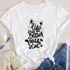 Fashion Cartoon Cat Plant Casual New Lovely Tees Women Short Sleeve Lady Female Graphic Tops Clothes Print Tshirt TShirt
