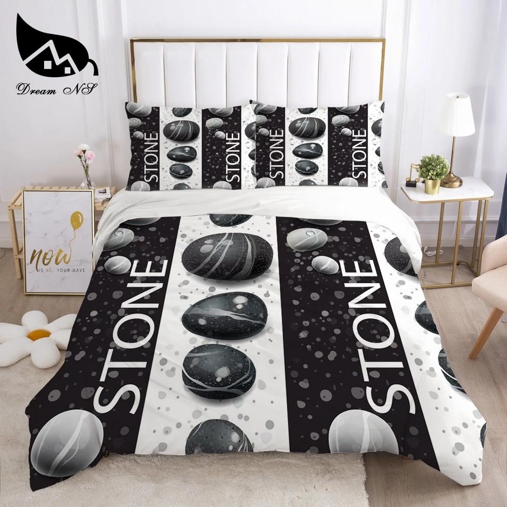 Stone Pattern 3D Bricks Wall Print Duvet Cover Zen Stone Polyester Quilt Cover Stone Natural Scenery Theme Bedroom Decorations