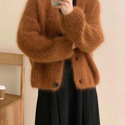 Korean Style Knit Cardigan Coat - Autumn/Winter Soft Slimming Shawl Sweater with Collar