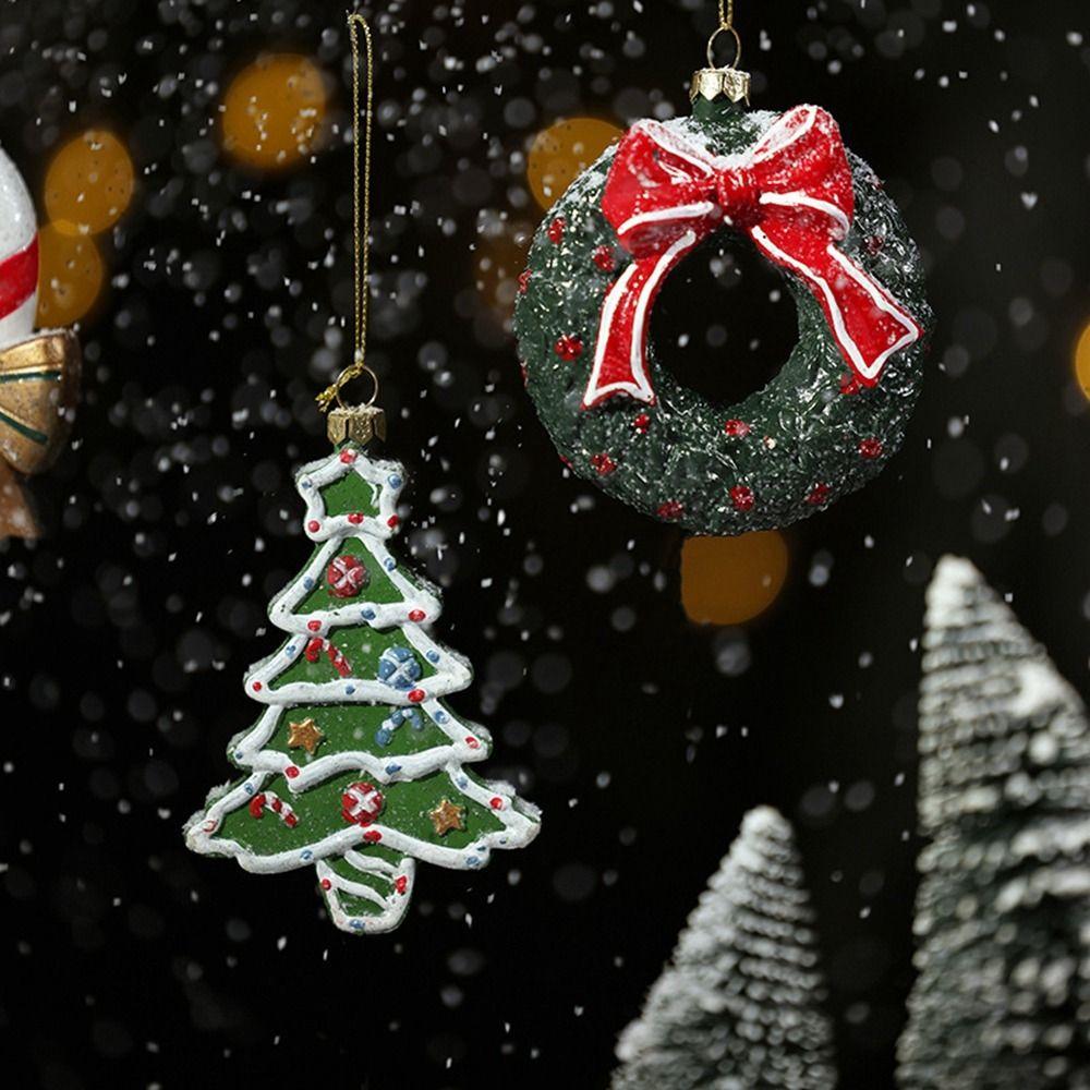 Plastic Christmas Hanging Pendants Xmas Tree Wreath Xmas Tree Decorations Drop Ornaments Christmas