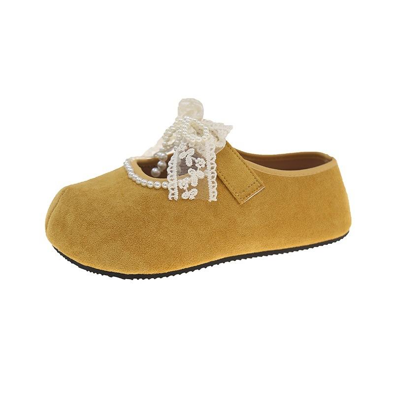 

Сладкие туфли-балетки с бантом, женские, весна 2025, новая модная универсальная обувь на липучке с одной педалью Boken 40 жёлтый