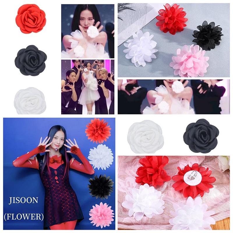 Jisoo Style Handmade Rose Ring Flower For Dance Performance And Parties