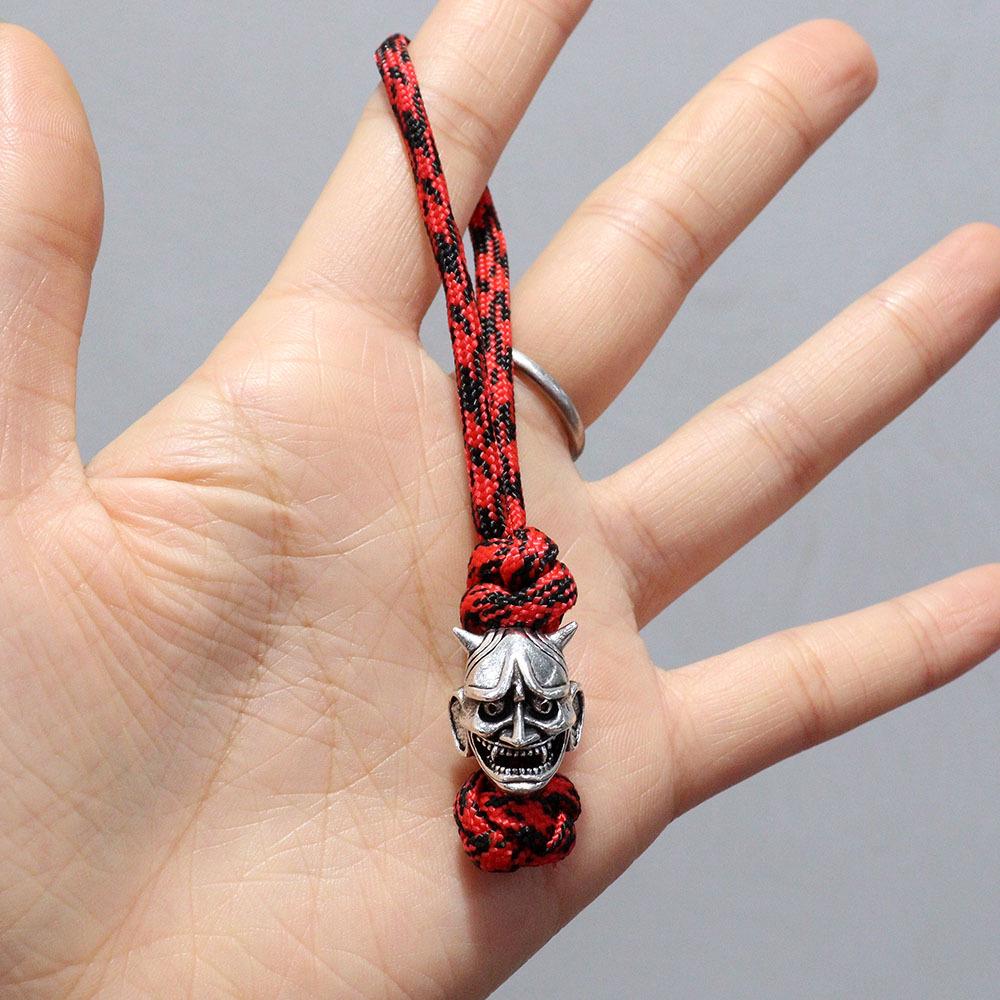 Spartan Pirate Red Camouflage Paracord Keychain Pendant in Viking Style