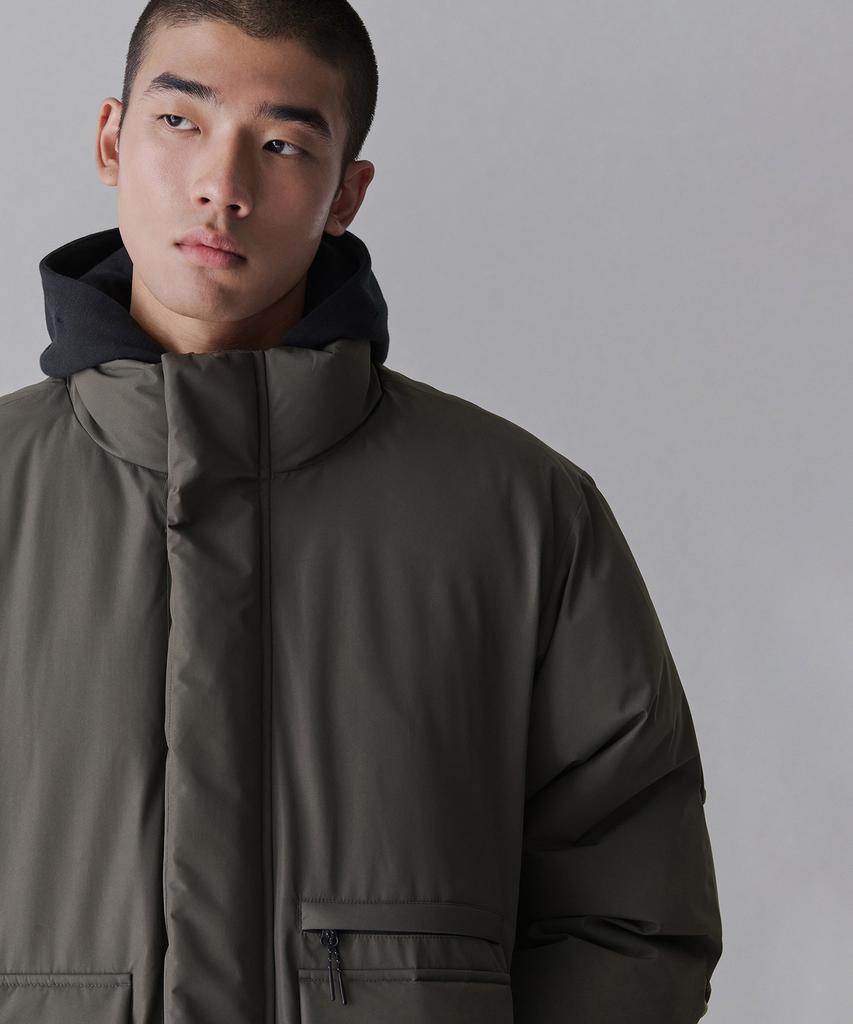Musinsa Standard [City Leisure] Non-Quilted Down Short Padded Jacket [Mud Grey]