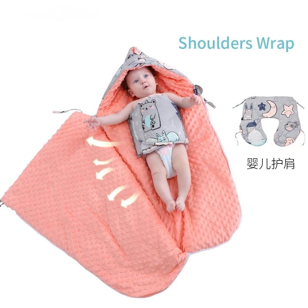 Sac de Couchage Bébé Automne & Hiver en Pur Coton, Couverture Bébé Nouveau-né Double Usage, Châle Chaud/Anti-Sursaut/Coupe-vent