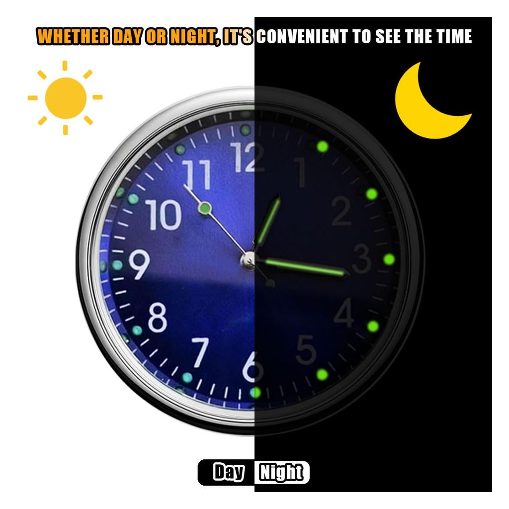 Stick On Dashboard Car Clock Mini Tiny Small Luminous Clock Car Air Vent Clip Clocks Watch For Dashboard Boat Bike SUV Home