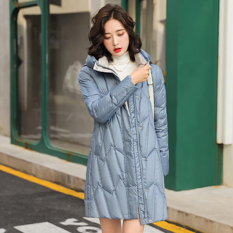 FengXun Women's Mid-Length Casual Hooded Padded Coat