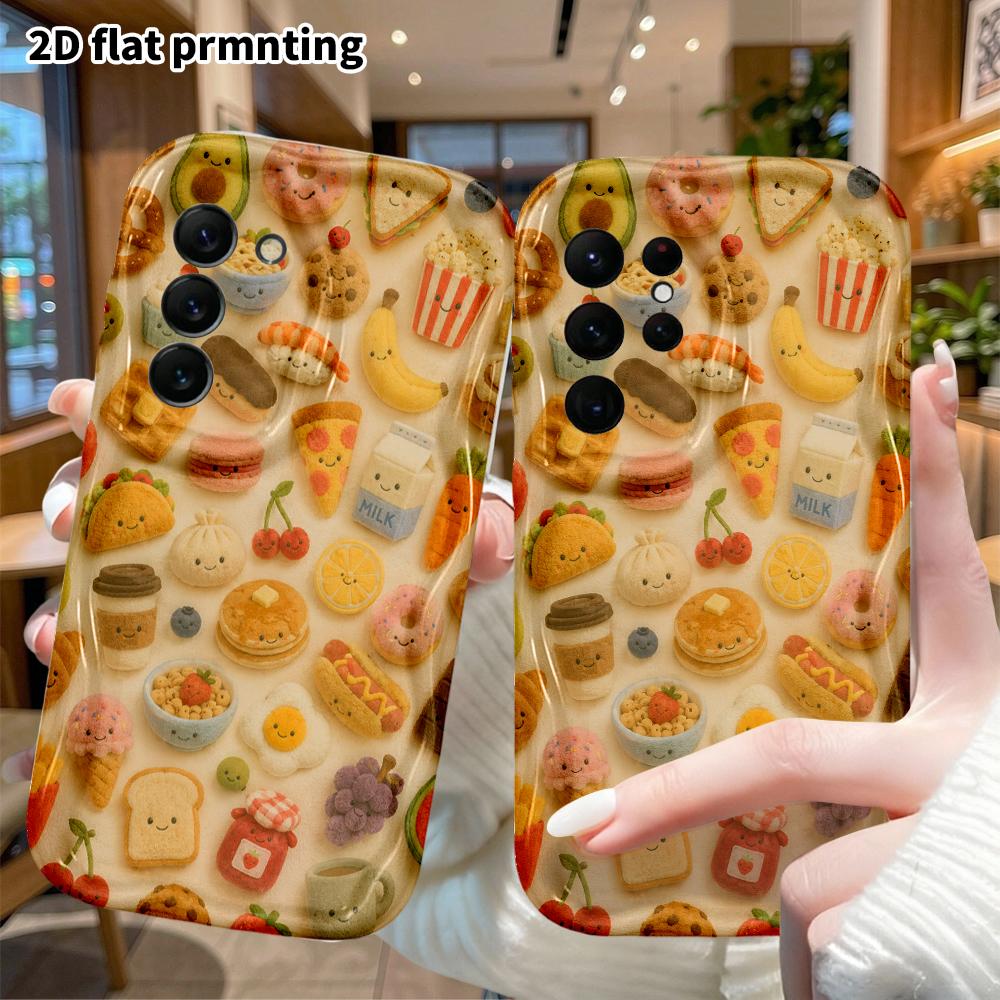 Phone Case: 2D flat, suitable for Samsung Galaxy A34 A35 M05 M06 S20 S22 S21 FE Plus 5G, featuring cute felt food, a perfect Christmas and Halloween f