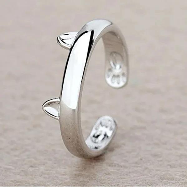 Y2K Cute Cat Paw Print Ring for Women Girls Cat Claw Embrace Tightly Design Open Rings Fashion Party Birthday Finger Rings Gifts