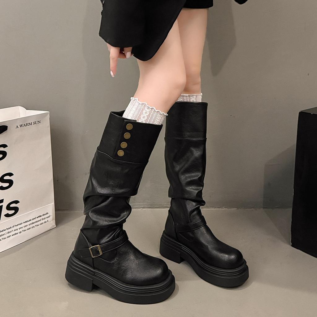 2025 Internet Celebrity Boots of the Same Style Autumn and Winter Thick-soled Versatile Niche Boots Women's New Popular Small Women's Boots