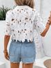 Elegant Women's Lace Blouse – European & American Fashion, Versatile for Casual, Vacation, and Parties, with Hollow Out Design