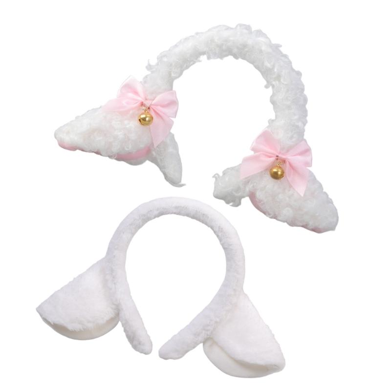 Plush Lamb Girl Headbands Furry Cartoon Animal Ears Hair Hoop Furry Cute Hair Accessories Party Costume Photo Props