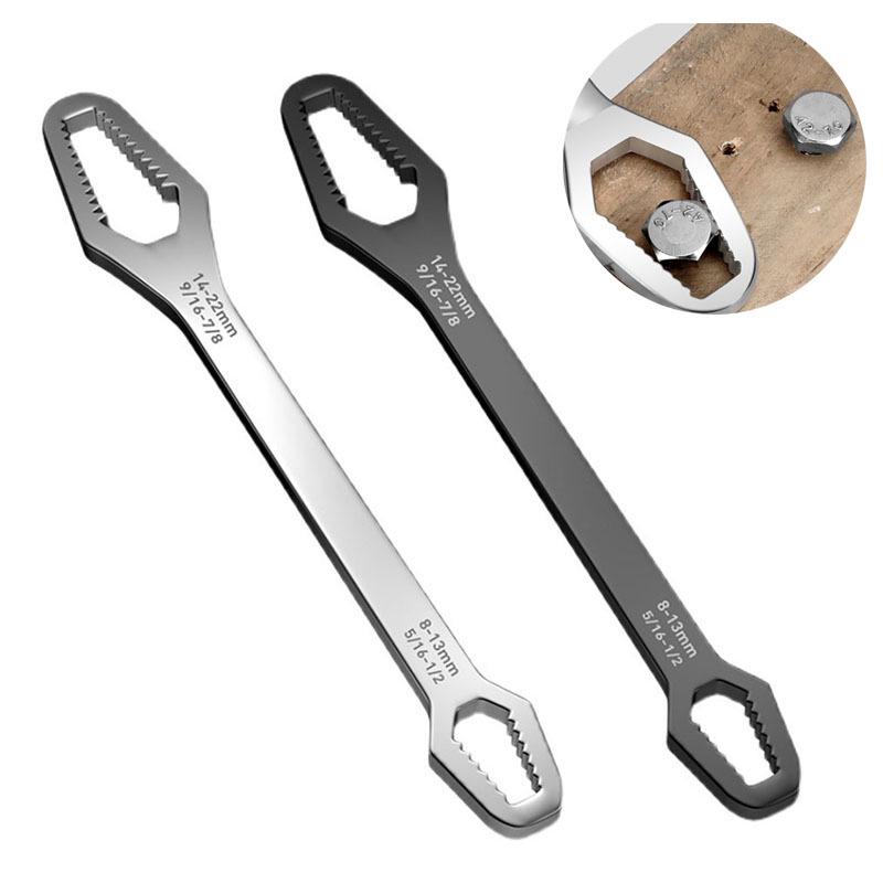 Plum Blossom Double-Ended Adjustable Wrench 8-22mm - Non-slip, Self-tightening, Multifunctional Open-end Tool for Household & Auto Repair