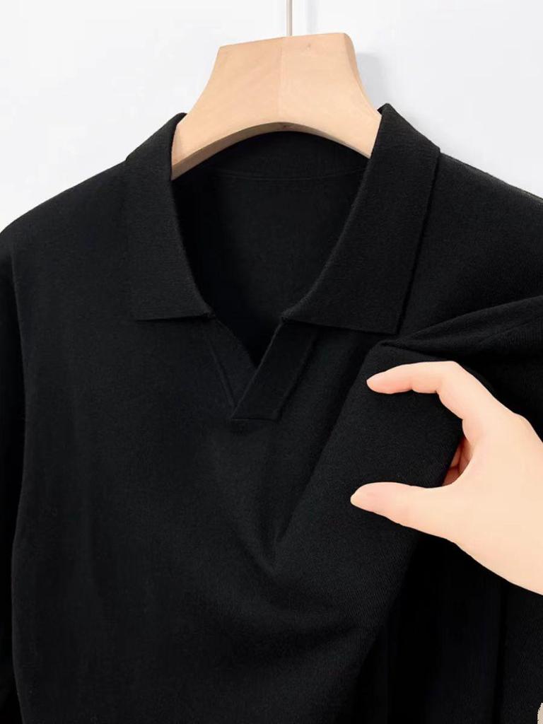 Herren Langarm Polo-Pullover mit Umlegekragen