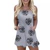 Women's Strapless Tube Top Elastic Waist Abstract Print Short Romper Casual Pocket Jumpsuit