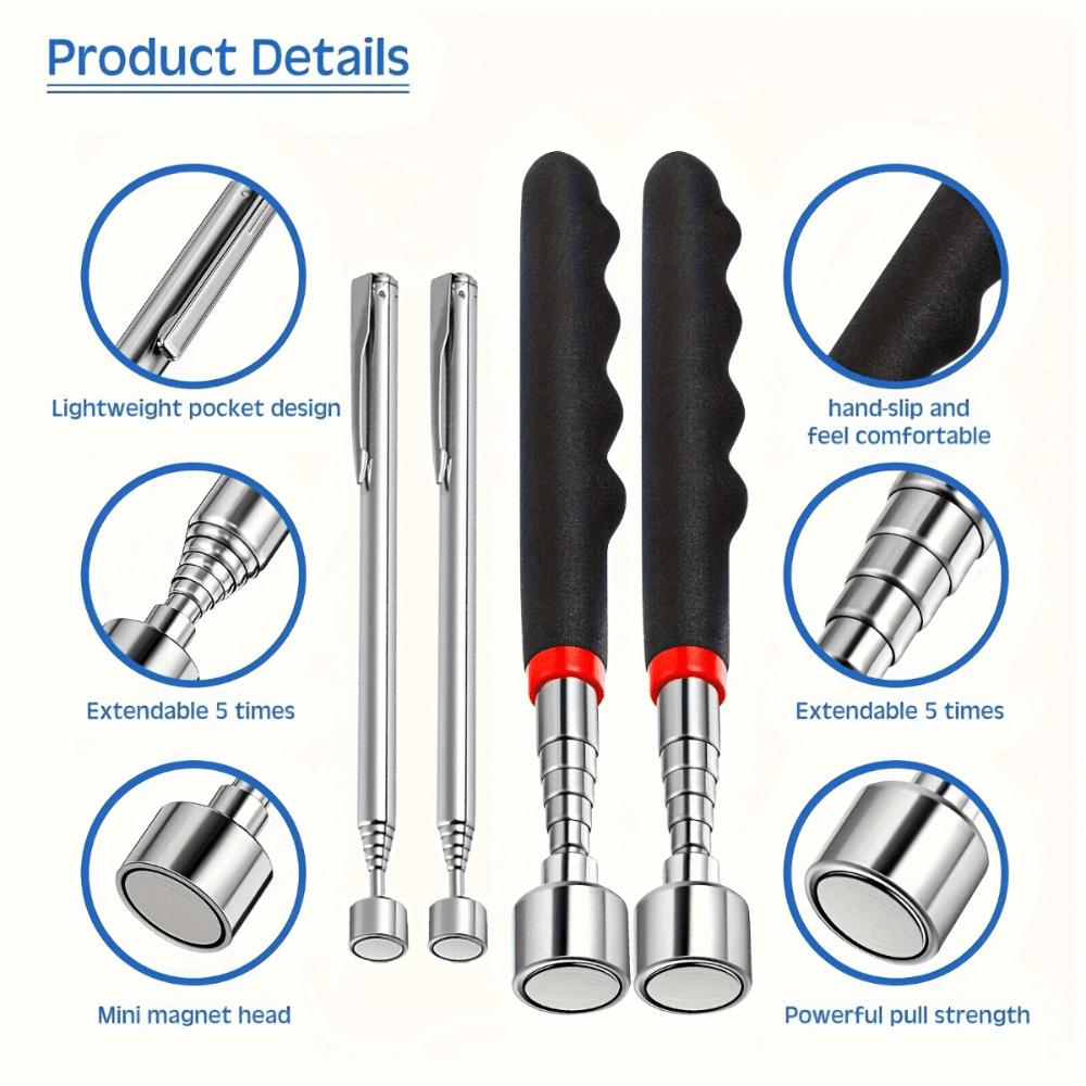 1.5-20LB Telescoping Magnetic Pickup Tool - Multi-Strength Stainless Steel Grabber with Ergonomic Non-Slip Grip, Manual Handheld
