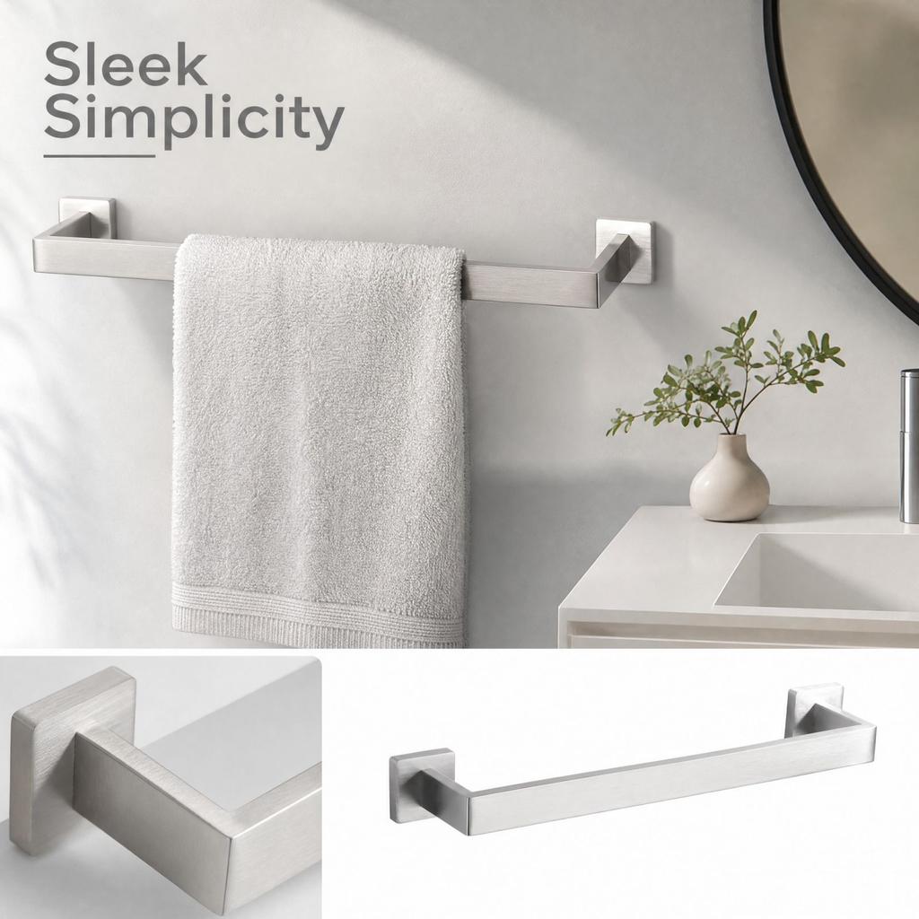 Stainless Bathroom Towel Bar and, 40mm Square Tube Design
