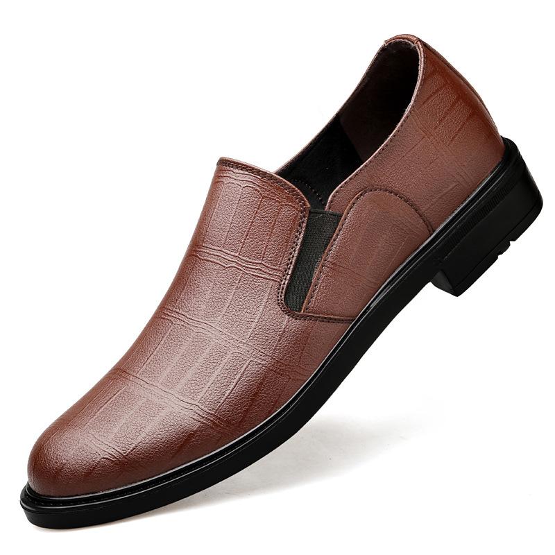 Men's shoes light mouth breathable business casual embossed crocodile pattern leather shoes low heel men