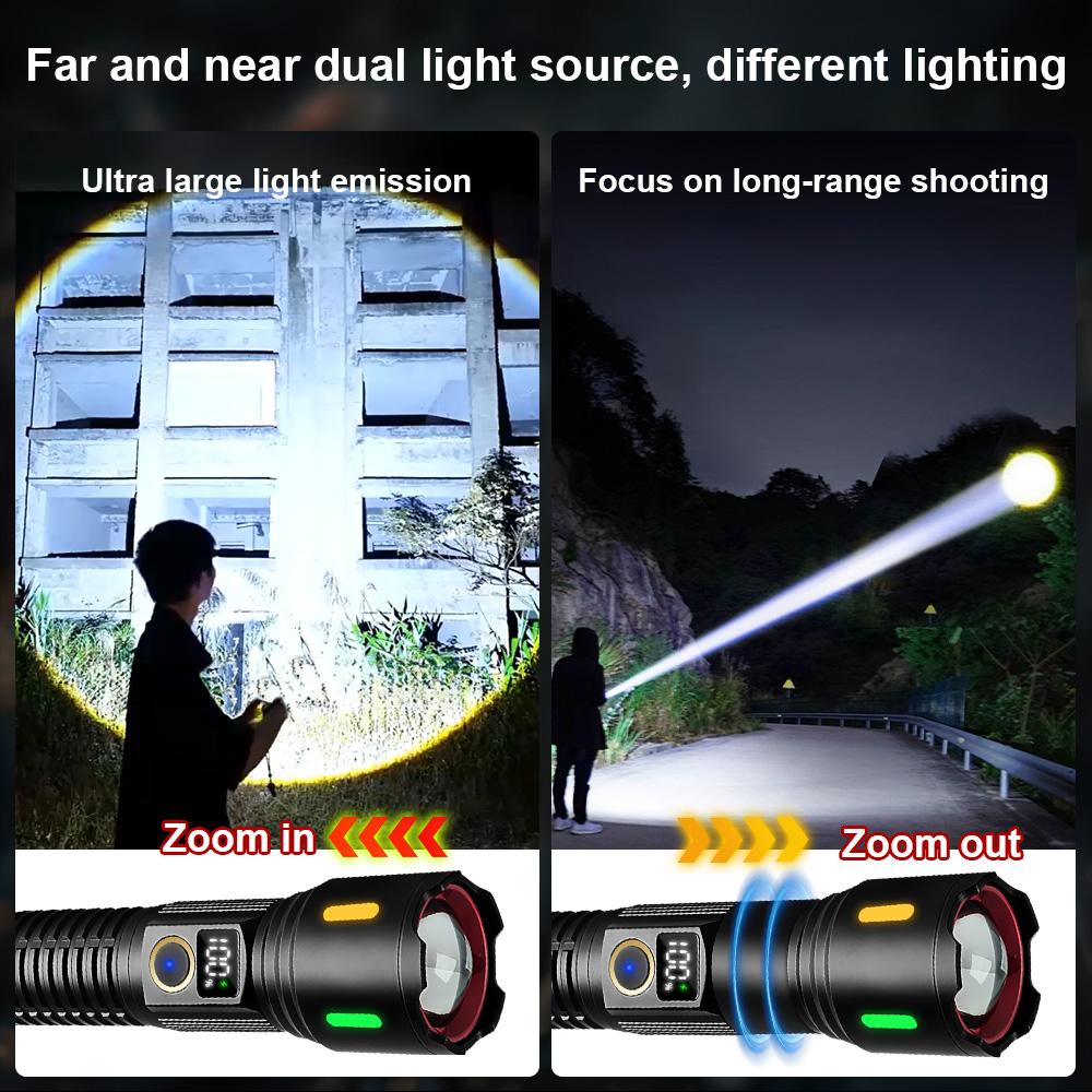 8800000LM High Power LED Flashlight USB Rechargeable Tactical Flashlight Zoom Waterproof LED Torch for Outdoor Hiking Emergency