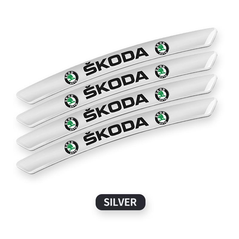 DZXB5 4Pcs Car Wheel Hub Badge Tire Rim 3D Stickers For Skoda Octavia MK2 MK 2 3 A5 A7 A8 Fabia Karoq Superb Rapid Kamiq Scala