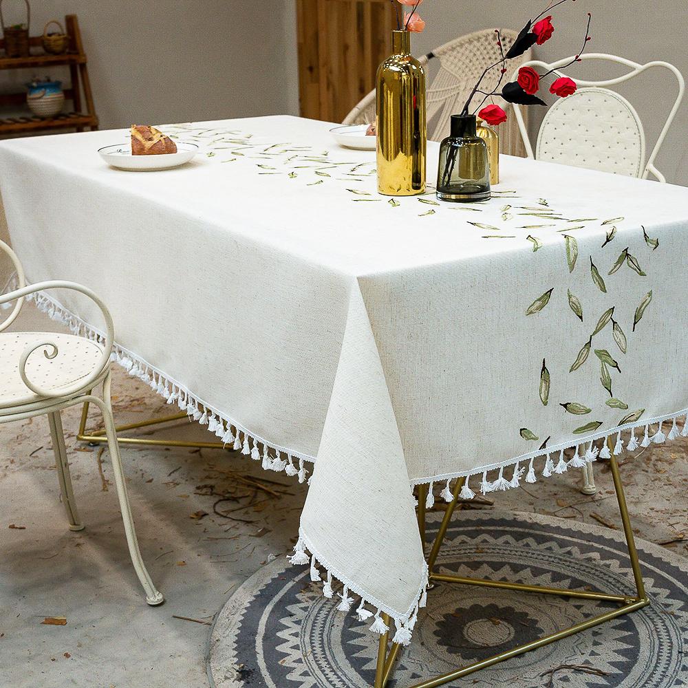 Cotton And Linen Art Tablecloth Water And Oil Proof Tassel Lace Tablecloth ,Suitable For Desk And Table Decoration