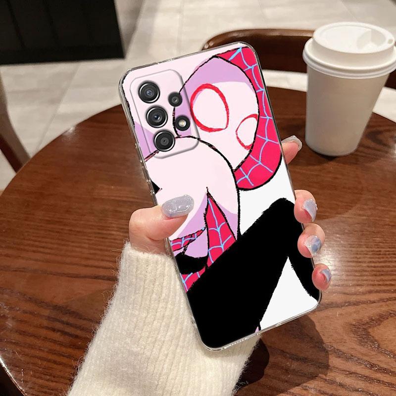 Marvel Spiderman Gwen Clear Case For Samsung Galaxy A57 A37 A56 5G A36 Cases A55 A54 A35 A26 A07 A17 A16 A06 A36 A15 Soft Cover