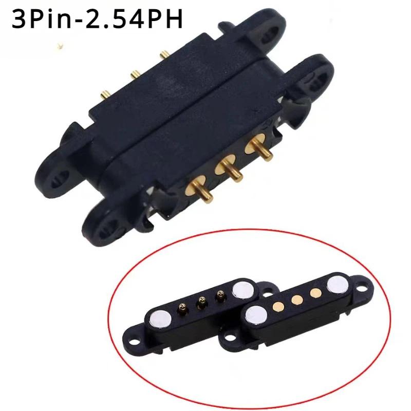 10 Sets Magnetic Pogo Pin Connector 2P 3P Pogopin Male Female Spring Loaded DC Power  Magnetic Connector Male and Female Socket