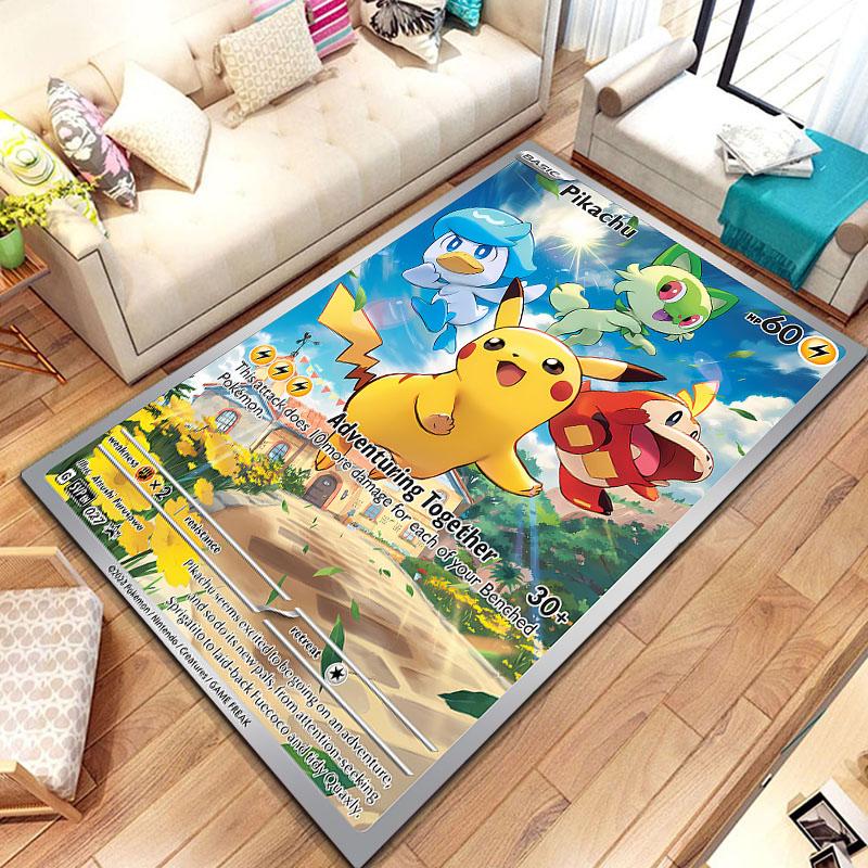 Pokemon Karten Serie Anime Poster Großer Teppich 3D Teppiche Zuhause für Wohnzimmer Kinderzimmer Sofa Fußmatte Dekor Kind Bodenteppich