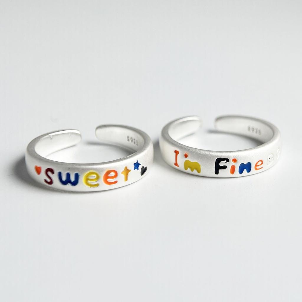 925 Sterling Silver Rings for Women Men Couple Minimalist Handmade Simple Letters Ring Party Jewelry Gift Prevent Allergy