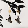 Gothic Trendy Sun Totem Star Moon Magic Witch Hat Dangle Earrings for Women Magic-themed Comic Convention Halloween Jewelry Gift