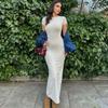 Sommer Neues Slim Fit Sexy Temperament Reiner Wunsch Rundhals Kurzarm Langes Damenkleid