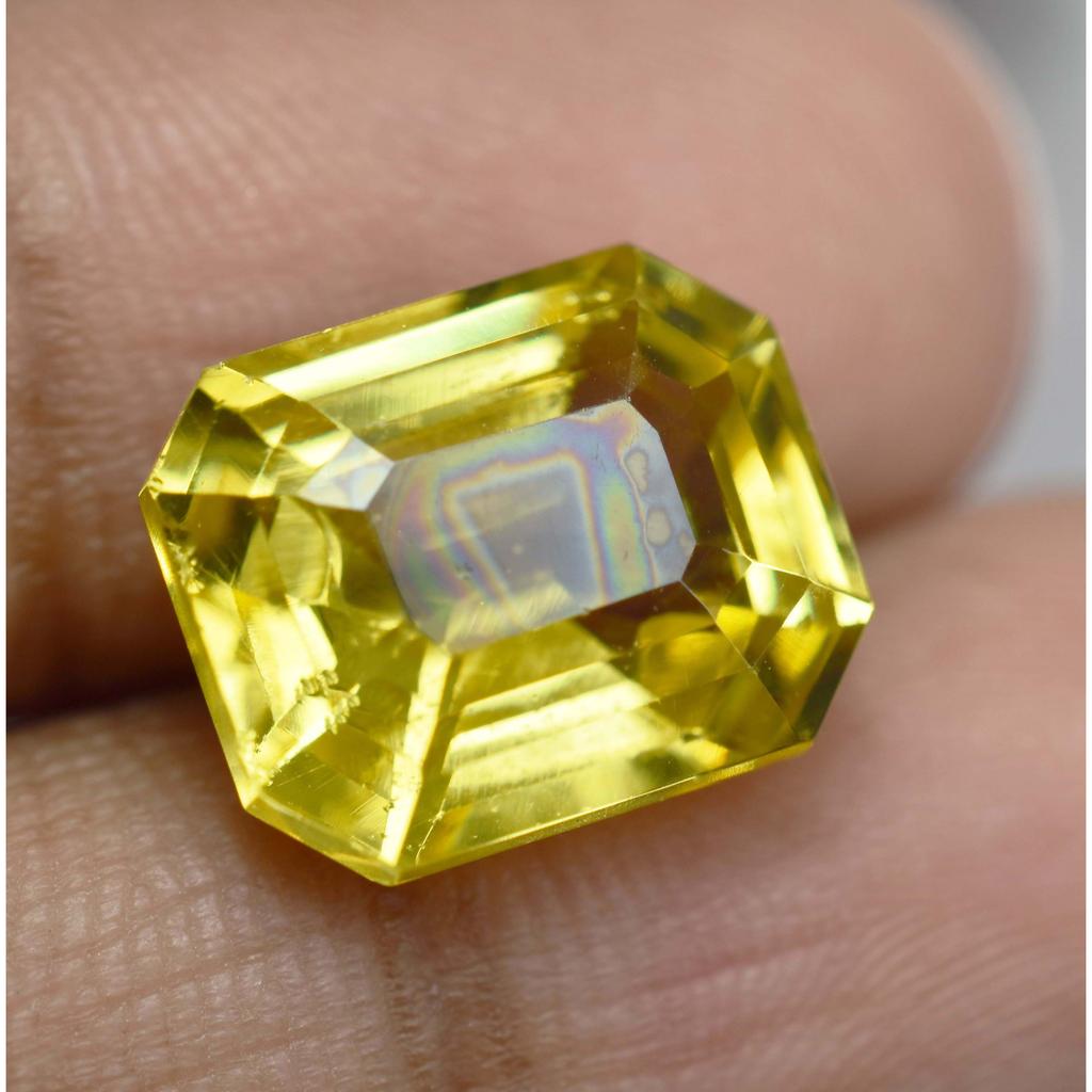 Yellow EMERALD Cut Ring Size Loose Gemstone 8.06 Ct Natural Sapphire