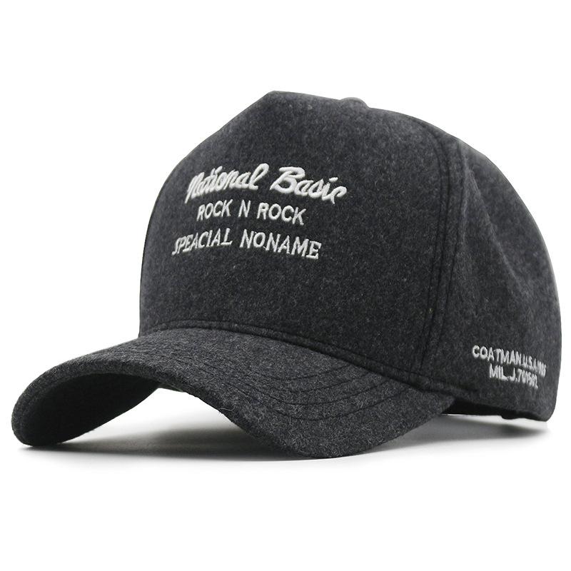 

Шерстяная бейсболка большого размера, зимняя шапка, мужская осенне-зимняя кепка с высокой тульей XL (above 60cm) темно-серого