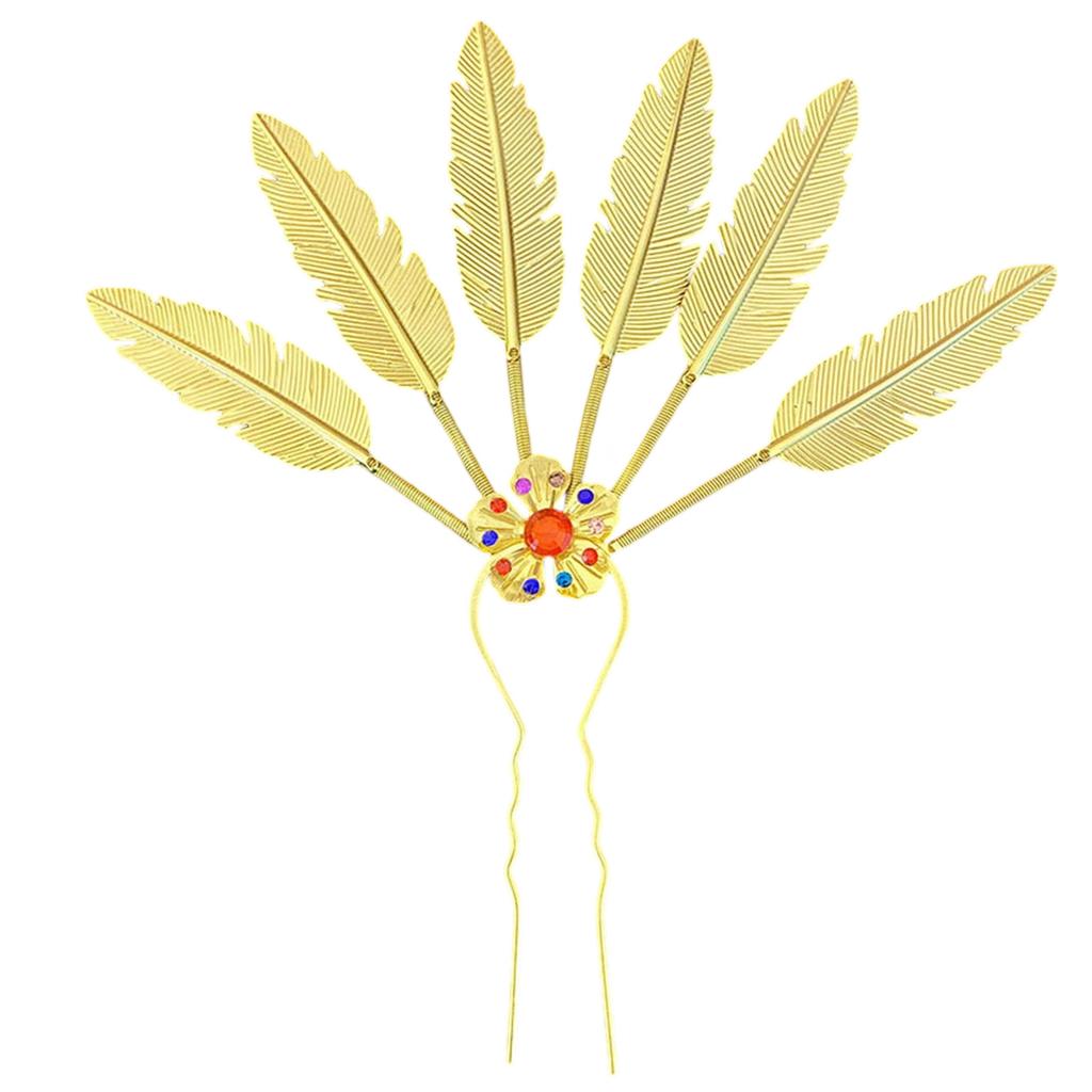 Elegant Leaf Hair Stick with Crystal Filigree Buyao for Women Girl Buyao for Ethnical Thai Headpieces Hair Jewelry