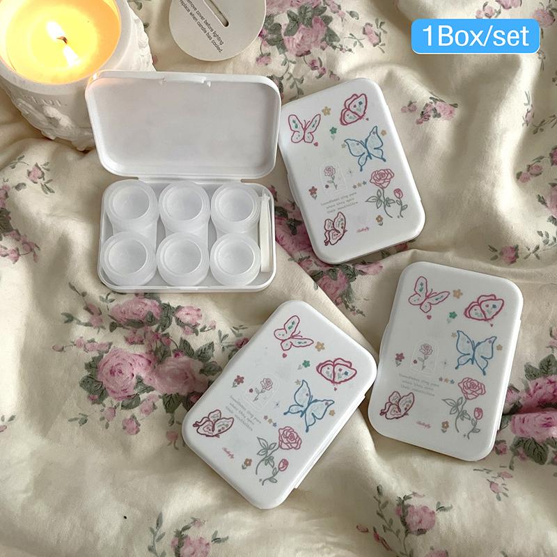 3Pair Sweet Butterfly Contact Lenses Care Box Portable Contact Lens Storage Case Girls Beauty Pupil Container Travel Kit