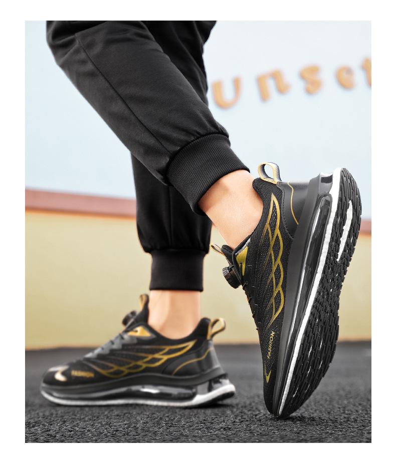 2024 Men's Flyknit Air Cushion Running Shoes with Rotating Buckle - Breathable Ice Silk Mesh for All Seasons