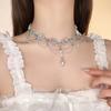 1PC Vintage French Moonstone and Freshwater Shell Fringe Necklace - Multi-Layer Chain with Imitation Pearl Buckle