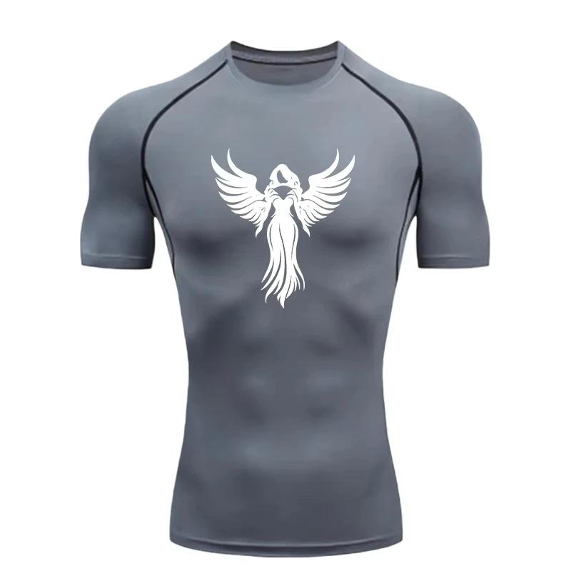 Compression Shirt for Men Short Sleeve Rash Guard Gym Workout Running Fashion T-shirt Summer High Elasticity Athletic Quick Dry Tees Top
