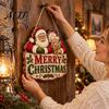 Rustic Christmas Home Accents Santa Claus Hanging Ornaments, Wooden Pendant with Hemp Xmas Party Supplies Rope, Vintage Wall Decoration for