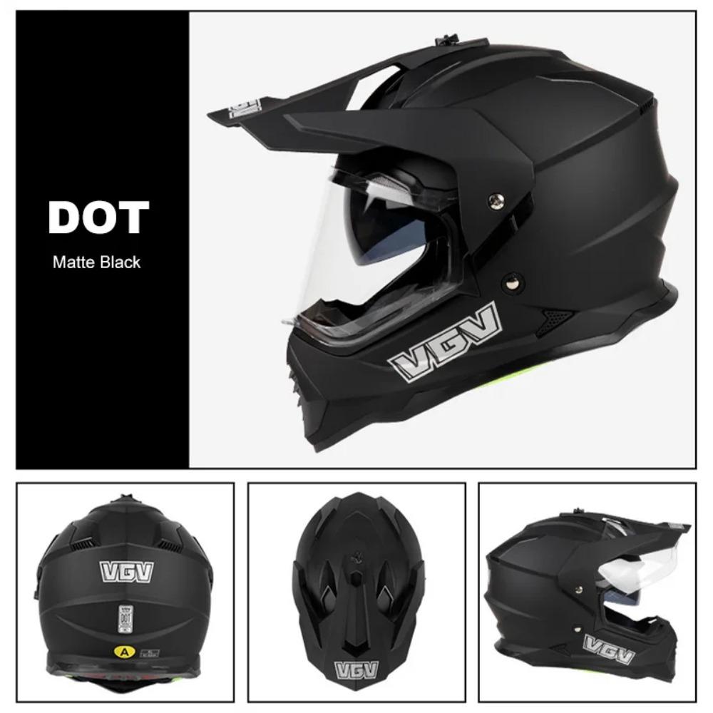 Full Face Off-Road Motorcycle Helmet with Windproof Face Shield and Integrated Sun Visor, DOT & ECE Certified, Lightweight ABS C