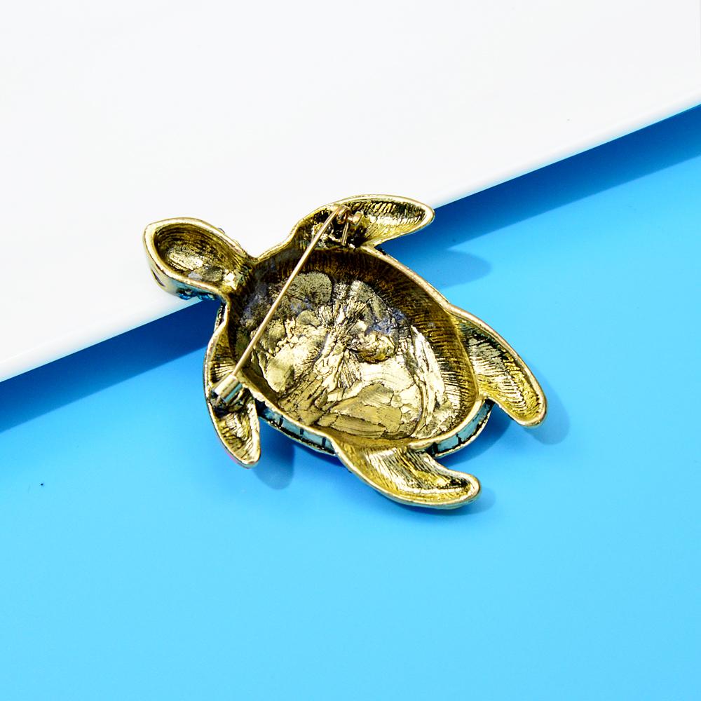 Colorful Enamel Sea Turtle Brooches For Women Rhinestone Fashion Animal Pin Vintage Accessories High Quality New