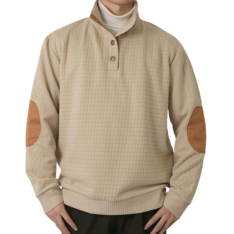 New Versatile Daily Business Spring And Autumn Men'S Men'S Standing Collar Long Sleeved Casual Outdoor Hoodie Jacquard Knitted Sweater