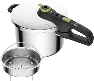 Panela de Pressão Tefal IH Para 4 a 6 pessoas com uma mão 10 anos Prata 6,2 L Compatível, Pessoas, Pote, Seguro, Moderno, Garantia, P2580704,