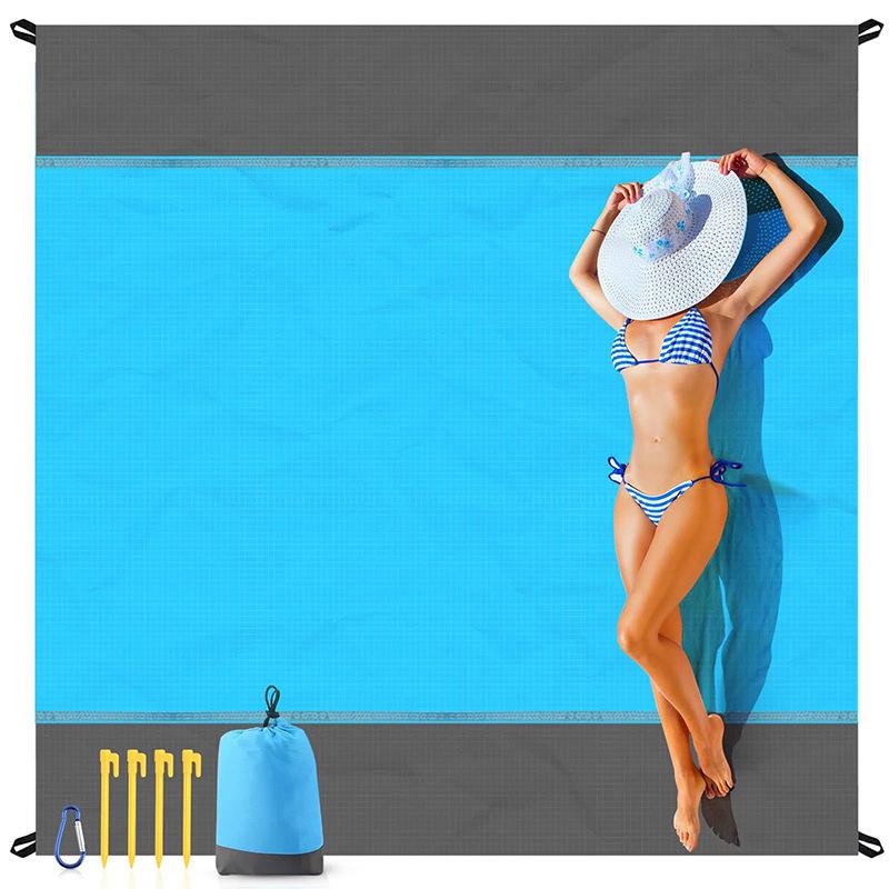 Sandproof Portable Beach Blanket, Waterproof Foldable Large Lightweight Mat for Picnic & Camping