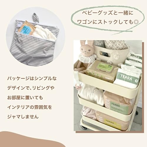 TERRA Baby Wipes, 10 sheets x 3 packs (30 sheets), Thick, Portable, Moisture-Resistant, Tear-Resistant, Additive-Free, with Lid, Extra Thick, Baby Wip