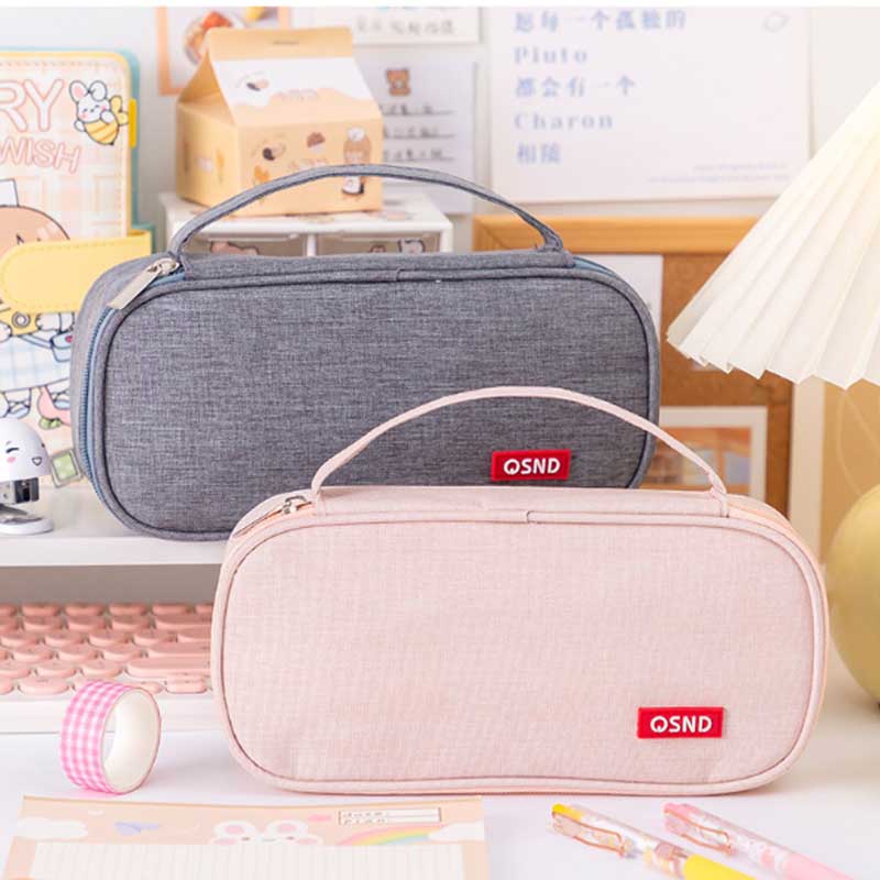 Large Capacity Multi-Layer Partition Stationery Box For Middle And High School Students Hand-Held Double-Layer Canvas PencilCase