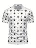 Men'S Short-Sleeve Polo Shirt with Flat Digital Print Pattern - No Texture